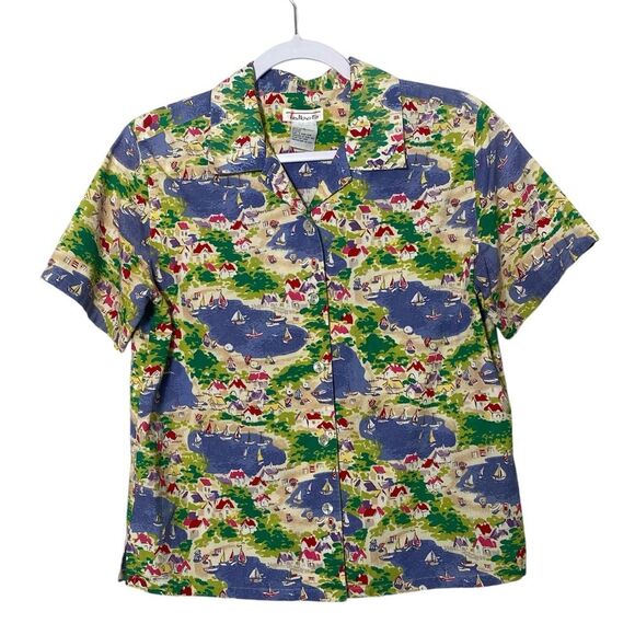 Vintage Talbots Button Up Camp Shirt Blouse Coastal Vacation Women's Size Small - Picture 1 of 12
